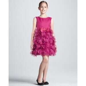 Marchesa Neiman Marcus + Target Girls Dress Sz L 10 12 Fuchsia Pink Petal Skirt